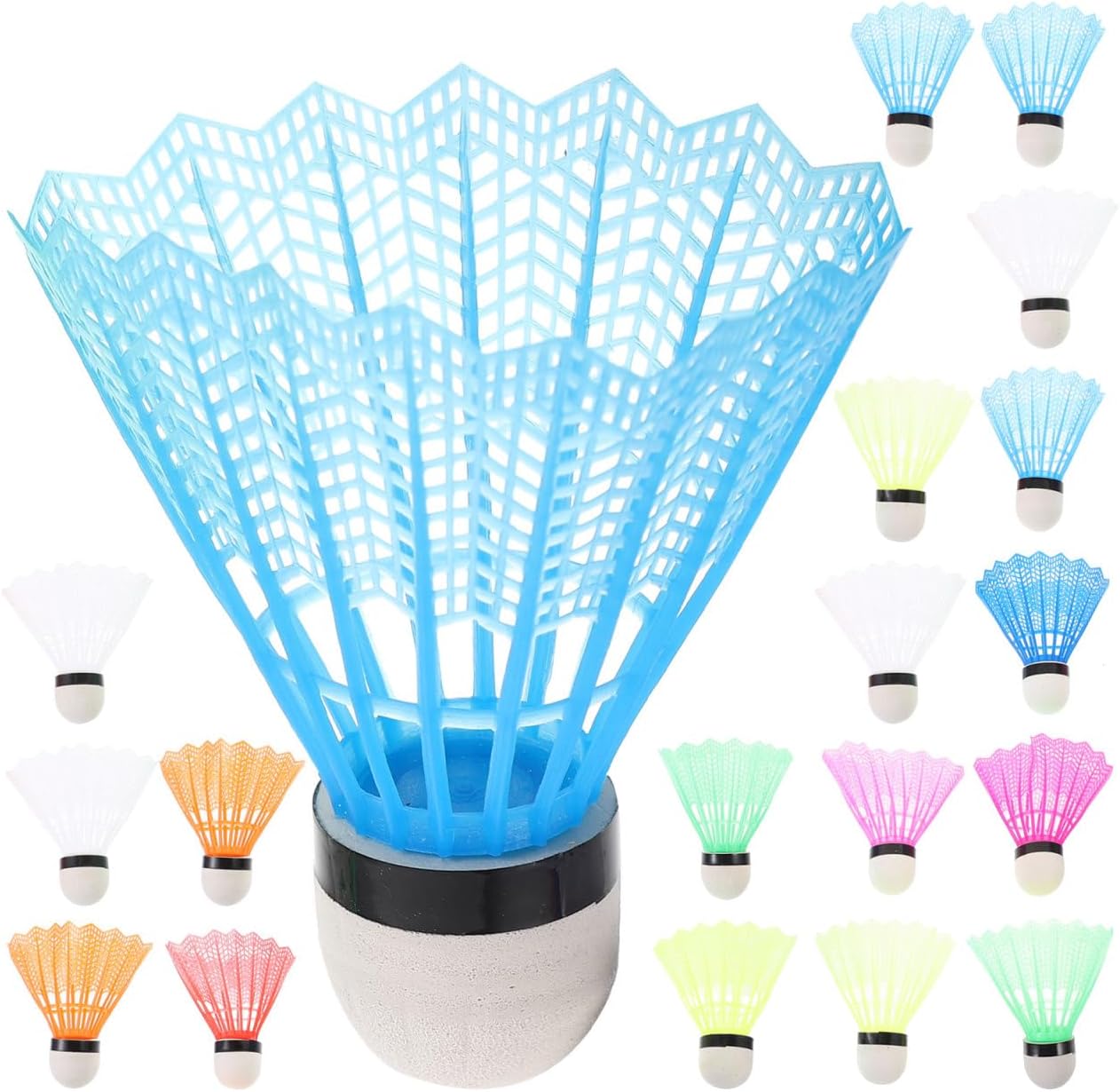 20-Pack Extra-Large Rainbow Plastic Shuttlecocks